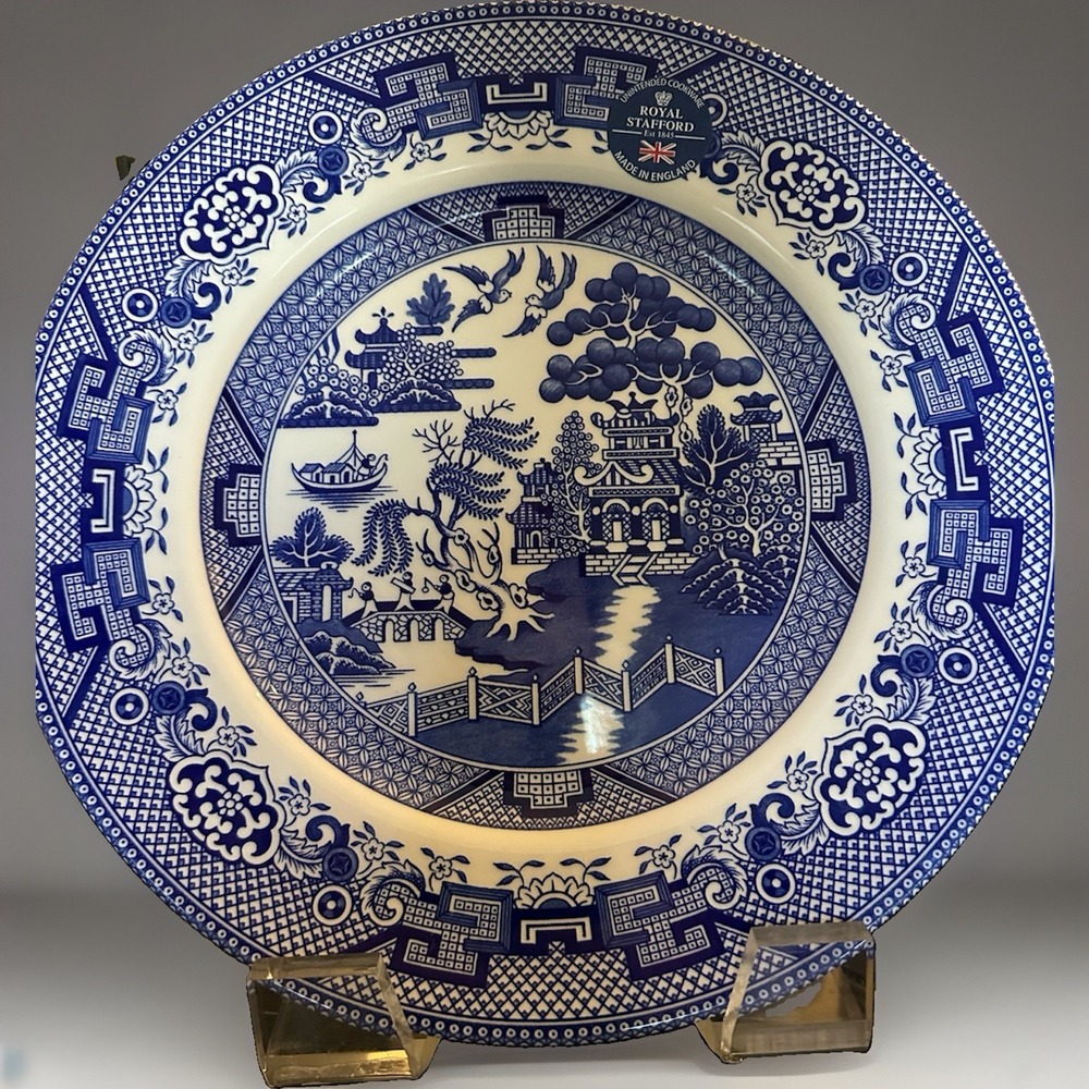 4 NWT Royal Stafford Blue WILLOW Chinoiserie Dinner Plate 10.75" Made England